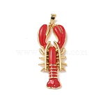 Brass Enamel Pendants, Lobster Charms, Golden, 34x14.5x4mm, Hole: 5x2.5mm(X-KK-Z124-01G-01)