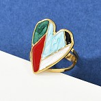 Heart 304 Stainless Steel Enamel Finger Rings for Women, Ion Plating(IP), Colorful, Real 18K Gold Plated, Heart: 21.5x18mm, Inner Diameter: 16mm(RJEW-G355-02G)