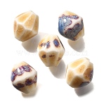 Vintage Style Glazed Ceramic Porcelain Beads, Faceted Bicone, Bisque, 11.5x10mm, Hole: 2mm(PORC-H013-01-25)