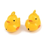 Enamel Brass Bell Pendant, Duck, Yellow, about 21mm long, 16.5mm wide, 15mm thick, hole: 2mm(X-J25NK011)