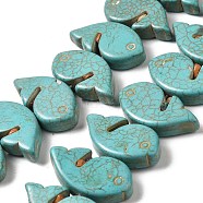 Synthetic Turquoise Beads Strands, Dolphin, Medium Turquoise, 15.5x31x7mm, Hole: 1.2mm, about 26pcs/strand, 15.75''(40cm)(G-P507-22A)