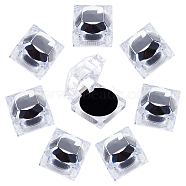 CHGCRAFT Transparent Plastic Ring Boxes, with Sponge, Jewelry Box, Square, Black, 4.55x4.55x4.2cm(OBOX-CA0001-004B)