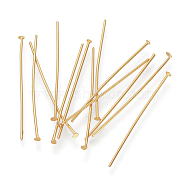 304 Stainless Steel Flat Head Pins, Real 16K Gold Plated, 30x0.7mm, 21 Gauge, Head: 1.5mm(STAS-R046-30mm-G)
