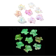 UV Plating Opaque Acrylic Beads, Luminous Glow in the Dark, Airplane, with Glitter Powder, Mixed Color, 26x28.5x11mm, Hole: 2.7mm(MACR-K361-09)