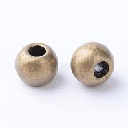 Tibetan Style Alloy Spacer Beads, Round, Cadmium Free & Nickel Free & Lead Free, Antique Bronze, 6x5mm, Hole: 2mm, about 1920pcs/1000g(TIBE-Q063-76AB-NR)