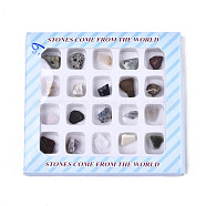 Natural Mixed Gemstone Beads, Rough Raw Stone, No Hole/Undrilled, Nuggets, 10~18x9~12x3~10mm, Box: 13x12x1.2cm, about 20pcs/box(G-N0327-005)