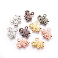Alloy Charms, Elephant, Mixed Color, 13x12x1mm, Hole: 1.5mm(PALLOY-I047-M)