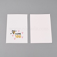 Paper Cards, Rectangle with Word, Heart Pattern, 140x93x0.4mm(DIY-WH0223-75C)