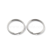 304 Stainless Steel Split Key Rings, Keychain Clasp Findings, 2-Loop Round Ring, Stainless Steel Color, 29.5x3mm, Single Wire: 1.5mm(STAS-Q314-02G-P)