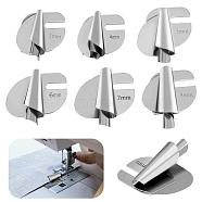 6Pcs 6 Style Stainless Iron Sewing Rolled Hemmer Foot, Wide Rolled Hem Pressure Foot, Stainless Steel Color, 3.3~4.3x3.1~3.9x1.3~1.6cm, 1pc/style(FIND-GA0003-55)