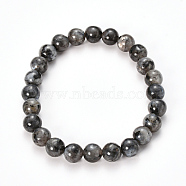 Natural Larvikite Beaded Stretch Bracelets, Round, 2-1/8 inch(55mm), Bead: 8~9mm(BJEW-Q692-36-8mm)