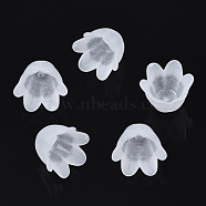 Transparent Acrylic Bead Caps, Frosted, Flower, 6-Petal, Clear, 8x10.5x10.5mm, Hole: 1.4mm(FACR-N005-002A)