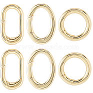 6Pcs 3 Styles Rack Plating Brass Spring Gate Rings, Cadmium Free & Nickel Free & Lead Free, Long-Lasting Plated, Real 18K Gold Plated, 14.5~18x10~14.5x2.5~3mm, Inner Diameter: 8~13mm, 2pcs/style(KK-SC0004-45)