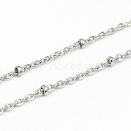 304 Stainless Steel Cable Chains, Satellite Chains, Soldered, Oval, Stainless Steel Color, 0.4mm(CHS-O005-13)