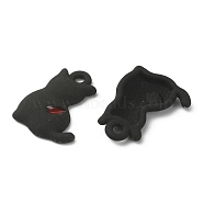 Spray Printed Alloy Pendants, Cat Charm, Black, 15.5x11.5x2.5mm, Hole: 1.5mm(FIND-TAC0002-071G)