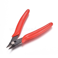 45# Carbon Steel Jewelry Pliers, Flush Cutter, Shear, with Plastic Handles , Red, 126.5x79.5x12.5mm(PT-G002-03A)