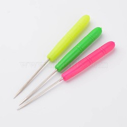 Iron Bead Needles, with Plastic Handle, Platinum, Mixed Color, 125x9.5mm(X-TOOL-K001-01M)