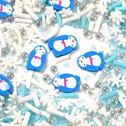 Handmade Polymer Clay Cabochons, Penguin, Blue, 5-12x1-7x1-3mm(CLAY-Q004-08A)