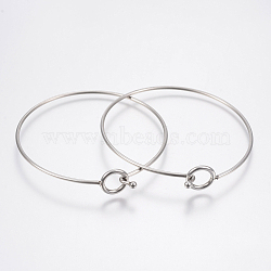 Tarnish Resistant 304 Stainless Steel Expandable Bangle Making, Stainless Steel Color, 2-3/8 inchx2-1/2 inch(60x63mm)(STAS-F148-01P)