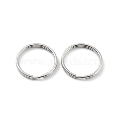 Non-Tarnish 304 Stainless Steel Split Key Rings, Keychain Clasp Findings, 2-Loop Round Ring, Stainless Steel Color, 29.5x3mm, Single Wire: 1.5mm(STAS-Q314-02G-P)