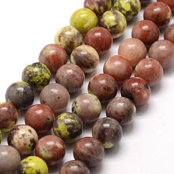 Natural Cherry Blossom Jasper Beads Strands, Round, Colorful, 6mm, Hole: 1mm, about 60~66pcs/strand, 15~15.7 inch(X-G-A163-02-6mm)
