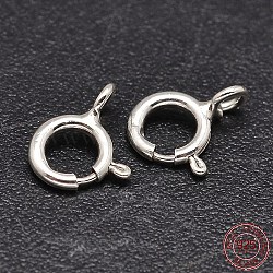925 Sterling Silver Spring Ring Clasps, Silver, 9x6x1.09mm, Hole: 1.47mm, about 181pcs/20g(STER-F014-06C)