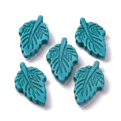 Synthetic Turquoise Pendants, Leaf Charms, Dyed, 28x18x5mm, Hole: 1.2mm(G-C147-03)