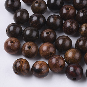 Natural Wood Beads, Waxed Wooden Beads, Undyed, Round, Coconut Brown, 8mm, Hole: 1.5mm, about 1643pcs/500g