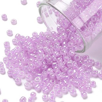 12/0 Ceylon Round Glass Seed Beads, Plum, Size: about 2mm in diameter, hole:1mm, about 3303pcs/50g