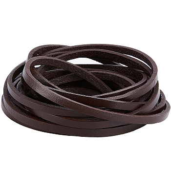 Flat Cowhide Leather Cord, for Jewelry Making, Coconut Brown, 5x3mm
