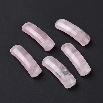 Natural Rose Quartz Connector Charms, Curved Tube, Arch, 36~37x10.5~11x5.5~6mm, Hole: 1.2mm