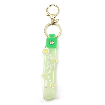 Flower PVC Rope Keychains, with Zinc Alloy Finding, for Bag Quicksand Bottle Pendant Decoration, Lime Green, 17.5cm