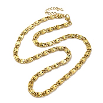 Ion Plating(IP)  304 Stainless Steel Lumachina Chain Necklaces, Golden, 17.72 inch(45cm), Link: 11x5x1.7mm