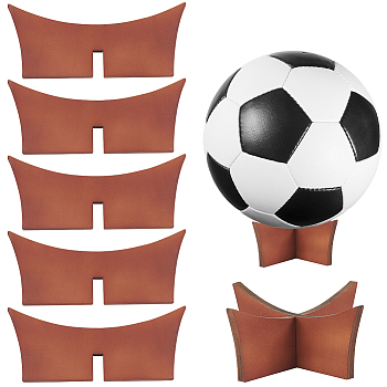 Custom Wooden Round Ball Display Stand, Sports Ball Stand Holder, for Football, Basketball, Soccer Storage, Sienna, 8.9x8.9x5cm