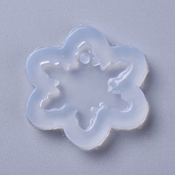 Christmas Pendant Food Grade Silicone Molds, Resin Casting Molds, For UV Resin, Epoxy Resin Jewelry Making, Snowflake, White, 39x39x7mm, Hole: 3mm, Inner Diameter: 28x28mm