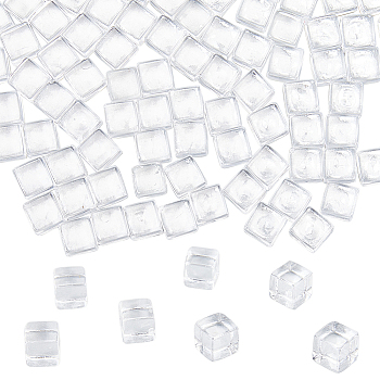 Plastic Beads, No Hole, Square, Clear, 8x8x8mm, 400pcs