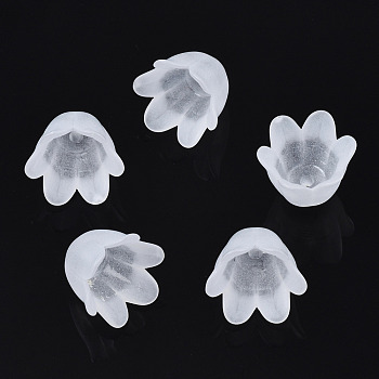 Transparent Acrylic Bead Caps, Frosted, Flower, 6-Petal, Clear, 8x10.5x10.5mm, Hole: 1.4mm