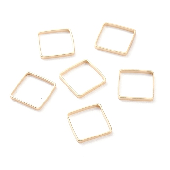 Brass Linking Rings, Long-Lasting Plated, Square, Real 24K Gold Plated, 10x10x1mm, Inner Diameter: 9x9 mm