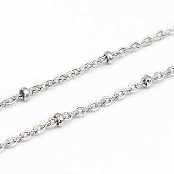304 Stainless Steel Cable Chains, Satellite Chains, Soldered, Oval, Stainless Steel Color, 0.4mm