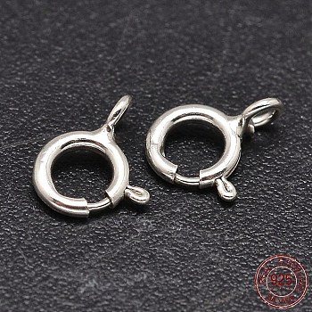925 Sterling Silver Spring Ring Clasps, Silver, 9x6x1.09mm, Hole: 1.47mm, about 181pcs/20g