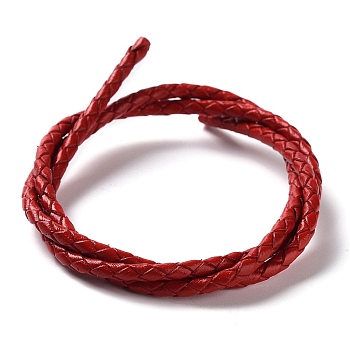 Braided Leather Cord, Red, 3mm, 50yards/bundle
