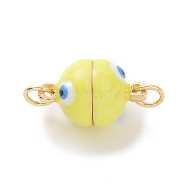 Real 18K Gold Plated Yellow Round Brass+Enamel Magnetic Clasps