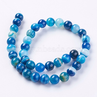 Natural Striped Agate/Banded Agate Beads Strands(G-G582-10mm-10)-2