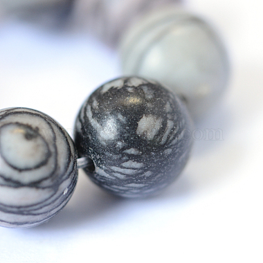 Natural Black Silk Stone/Netstone Round Bead Strands(X-G-E334-8mm-05)-4
