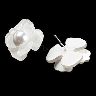 imitation perle acrylique 3d boucles d'oreilles fleur(MACR-K354-01)-2