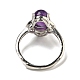 Oval Natural Amethyst Adjustable Rings(RJEW-G317-03P)-4