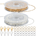 DIY Chain Necklace Jewelry Kits, Including Brass Cable Chains, 304 Stainless Steel Lobster Claw Clasps & Jump Rings, Mixed Color, 1.5x1x0.3mm, about 32.8 Feet(10m)/roll(DIY-BBC0002-38)