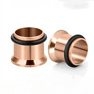 316 Surgical Stainless Steel Screw Ear Gauges Flesh Tunnels Plugs, Rose Gold, 3/8 inch(10mm)(X-STAS-YWC0001-01C-RG)