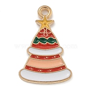 Christmas Theme Alloy Enamel Pendants, Light Gold, Lead Free & Cadmium Free, Christmas Tree, 23.5x15x1.5mm, Hole: 1.6mm(ENAM-Z019-01J)