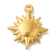 304 Stainless Steel Pendants, Sun Charm, Real 18K Gold Plated, 21.5x19x2.5mm, Hole: 1.2mm(STAS-Z092-01G-09)